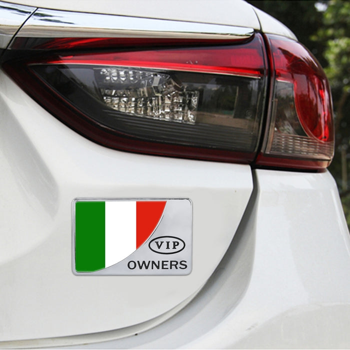 Universal Car Italy Flag Rectangle Shape VIP Metal Decorative Sticker, Italy Flag (Gold), Italy Flag (Silver)