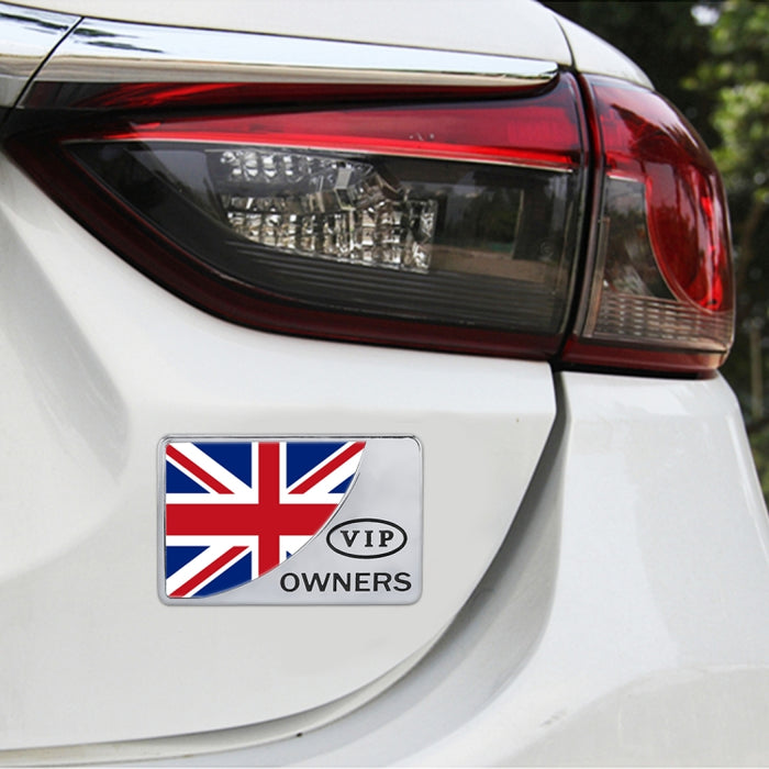 Universal Car UK Flag Rectangle Shape VIP Metal Decorative Sticker, UK Flag (Gold), UK Flag (Silver)