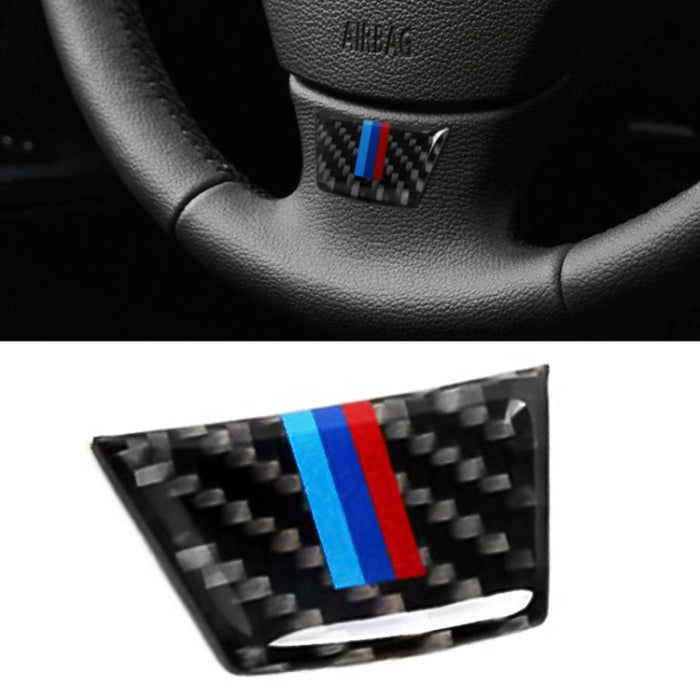 Car Carbon Fiber Steering Wheel Decorative Sticker for BMW E90 / E92, Steering Wheel Decorative Sticker A