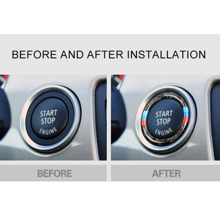 Car Carbon Fiber Soft Panel Engine Start Key Push Button Ring Trim Decorative Sticker for BMW E90 / E92 / E93  2005-2012, Soft  Ring Trim Decorative Sticker