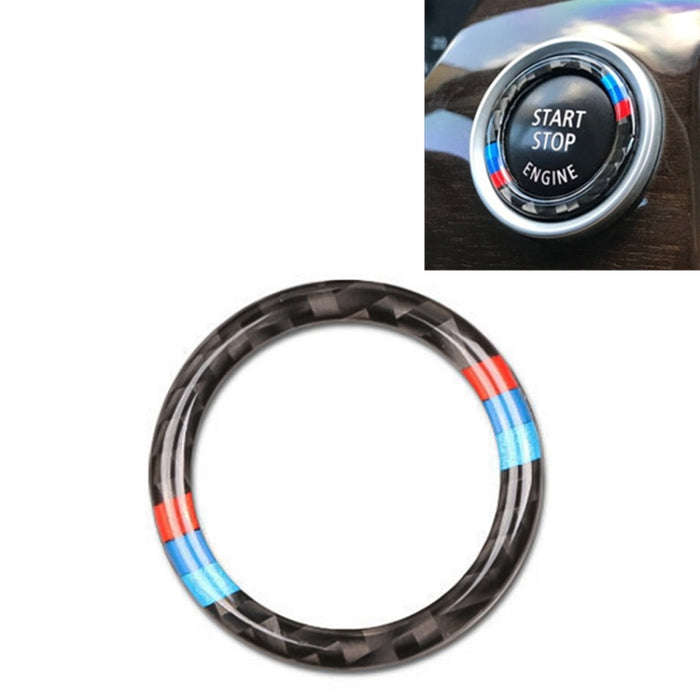 Car Carbon Fiber Soft Panel Engine Start Key Push Button Ring Trim Decorative Sticker for BMW E90 / E92 / E93  2005-2012, Soft  Ring Trim Decorative Sticker