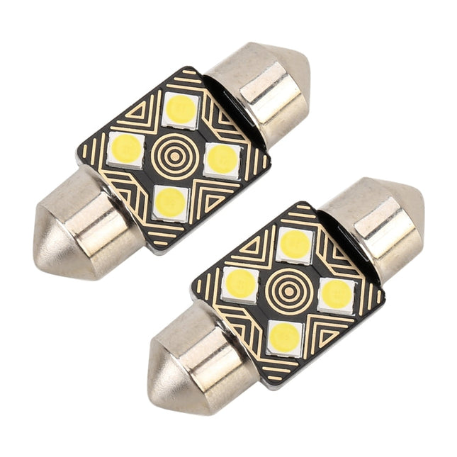 2 PCS 31mm DC12V / 1.5W / 6000K / 110LM 4LEDs SMD-3030 Car Reading Lamp Dome Light, with Decoder, 31mm
