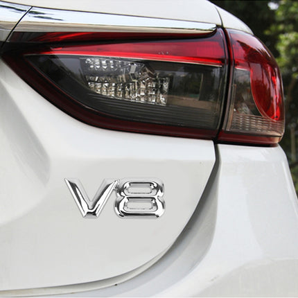 V8 Connect Shape Car Metal Body Decorative Sticker, Size : L, V8 Connect Shape, Size : L (Black), V8 Connect Shape, Size : L (Silver)
