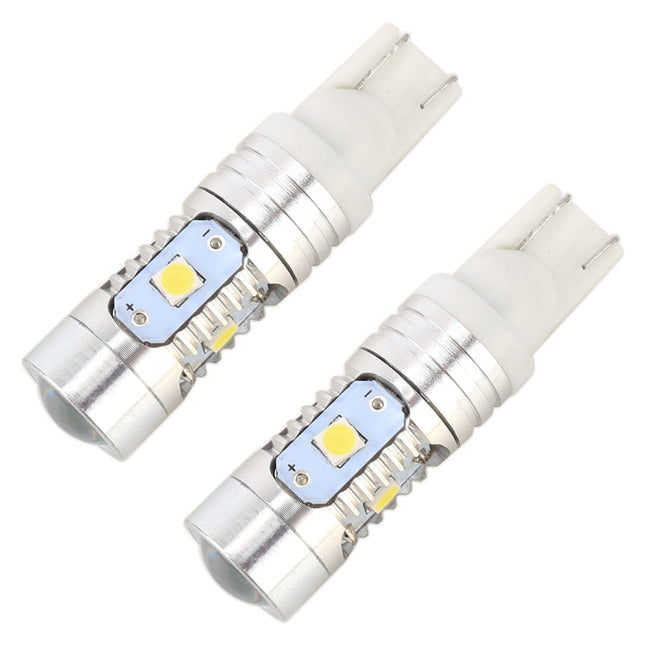 2 PCS T10 / W5W / 168 / 194 DC12V / 4.5W / 6000K / 360LM 6LEDs SMD-3030 Car Clearance Light, with Projector Lens Light