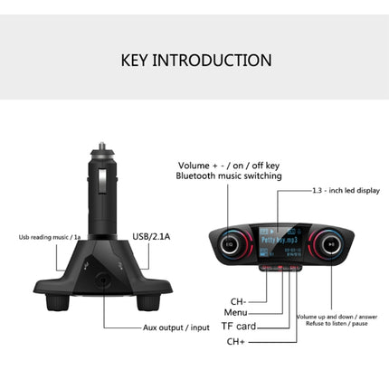 BT06 Dual USB Charging Smart Bluetooth 4.0 + EDR FM Transmitter MP3 Music Player Car Kit with 1.3 inch LED Screen, Support Bluetooth Call, TF Card & U Disk, BT06