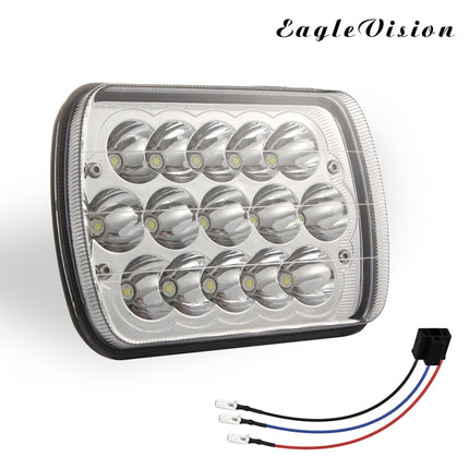 7 inch 5X7 H4 15W DC 9-30V 1500LM IP67 Car Truck Off-road Vehicle LED Work Lights / Headlight, with 15LEDs Lamps, 7 inch