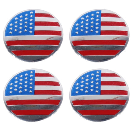 4 PCS USA Flag Metal Car Sticker Wheel Hub Caps Centre Cover Decoration, USA Flag