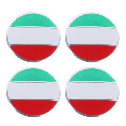 4 PCS Italy Flag Metal Car Sticker Wheel Hub Caps Centre Cover Decoration, Italy Flag