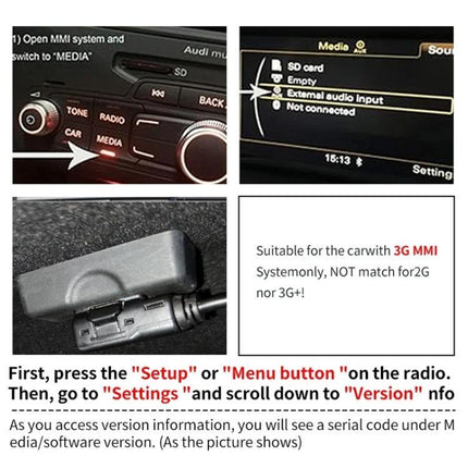 Car Wireless MMI 3G+ Bluetooth AUX Audio Cable Wiring Harness for Audi AMI / Volkswagen MDI, For Audi AMI / Volkswagen MDI