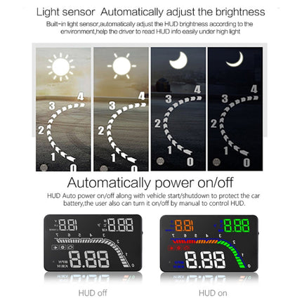 T100 OBD2 4 inch Vehicle-mounted Head Up Display Security System, Support Car Speed / Engine Revolving Speed Display / Instantaneous Fuel Consumption / Detection and Elimination Fault Code