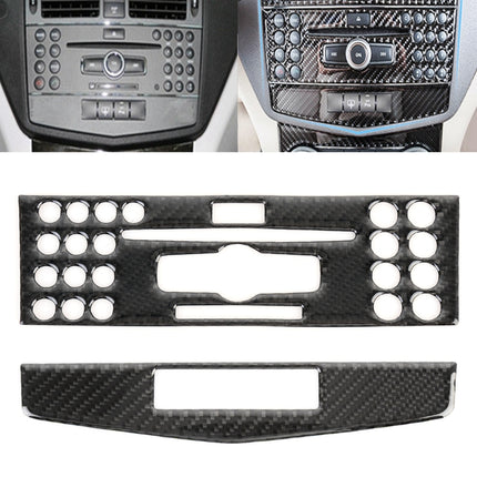 2 PCS Car CD Adjustment Frame Carbon Fiber Decorative Sticker for Mercedes-Benz W204 2007-2010, CD Adjustment Frame (B)