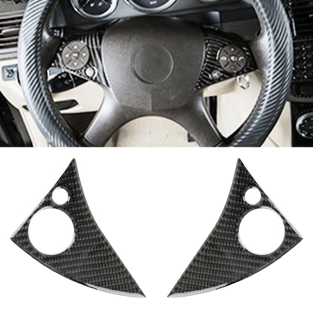 2 PCS Car Steering Wheel Button Carbon Fiber Decorative Sticker for Mercedes-Benz W204 2007-2010, Steering Wheel Button