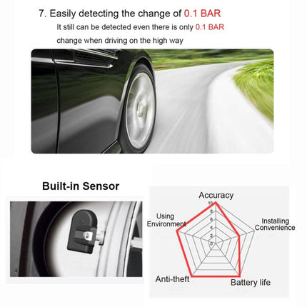 VC601 TPMS 4 Built-in Sensors Tire Pressure Monitoring Alarming System Diagnostic-tool with Bluetooth 4.0 Work on Android / iOS / iPad, VC601