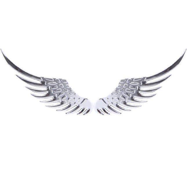 3D Angel Wing Metal Sticker Decal Auto Car Emblem Decal Decoration Color Silver
