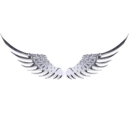3D Angel Wing Metal Sticker Decal Auto Car Emblem Decal Decoration Color Silver, Angel Wing