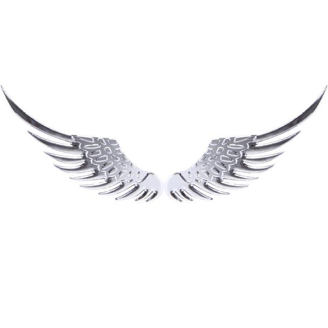3D Angel Wing Metal Sticker Decal Auto Car Emblem Decal Decoration Color Silver, Angel Wing