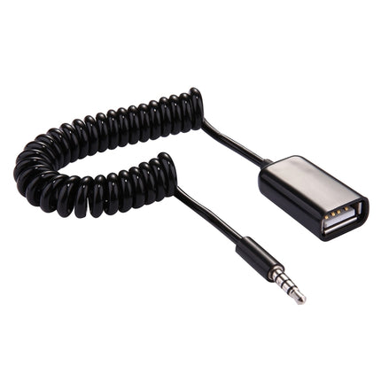 3.5mm Male to USB 2.0 Female Audio Converter Retractable Coiled Cable for Car MP3 Speaker U Disk, Length: 1m, 1pcs