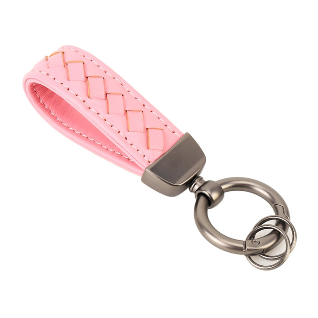 Car Metal + Braided Leather Key Ring Keychain