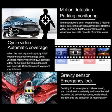 G705 5 inch LCD Touch Screen Rear View Mirror Car Recorder with Separate Camera, 170 Degree Wide Angle Viewing, Support Loop Video / Motion Detection / G-Sensor / TF Card, G705