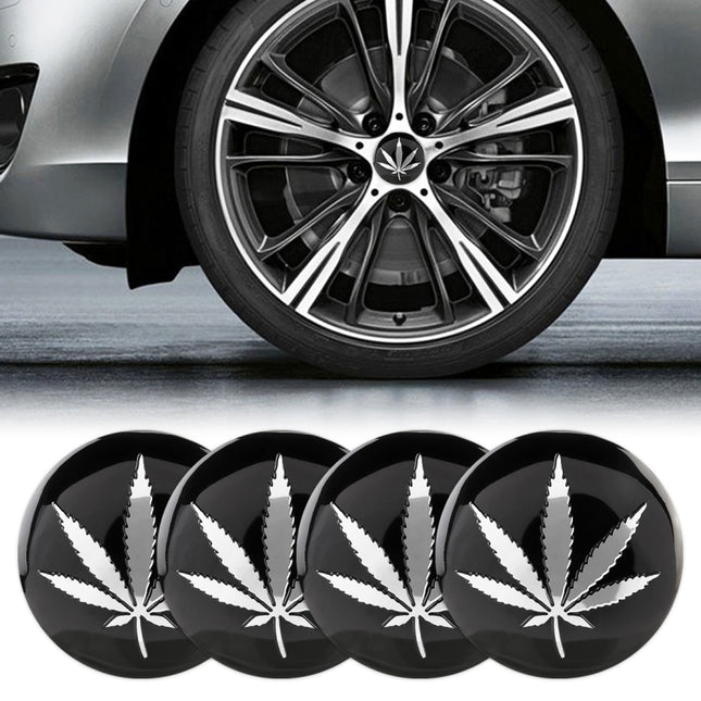 4 PCS Car-Styling Silver Leaves Pattern Metal Wheel Hub Decorative Sticker, Diameter: 5.8cm, Silver Leaves