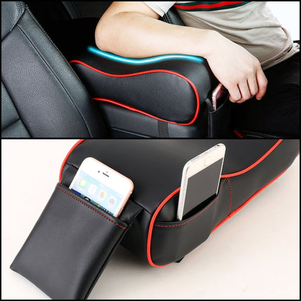 Universal Car PU Leather and Memory Foam Wrapped Armrest Box Car Armrest Box Mat with Phone Holder Storage Bag & Card Slot, with Card Slot (Black), with Card Slot (Black Red), with Card Slot (Beige), with Card Slot (Brown)
