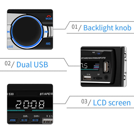 SWM-530 12V Universal Car Dual USB Charger Radio Receiver MP3 Player, Support FM & Bluetooth with Remote Control, SWM-530
