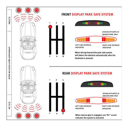 PZ-300-6 Car Parking Reversing Buzzer and LED Sensors Parking Alarm Assistance System with 6 Rear Radar, with 6 Rear Radar