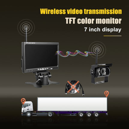 PZ607-W Wireless Vehicle Truck Backup Camera and Monitor Infrared Night Vision Rear View Camera with 7 inch HD Monitor for RV Trailer, PZ607-W