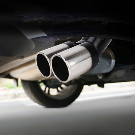 Universal Car Styling Stainless Steel Curved Double Outlets Exhaust Tail Muffler Tip Pipe, Curved Double