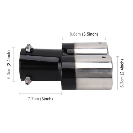Universal Car Styling Stainless Steel Straight Double Outlets Exhaust Tail Muffler Tip Pipe, Straight Double