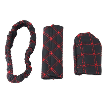 3 PCS Car Hand Brake Cover Shift Knob Gear Stick Cushion Sets Rear View Mirror Sets Cover Car Accessory Interior Decoration Pad