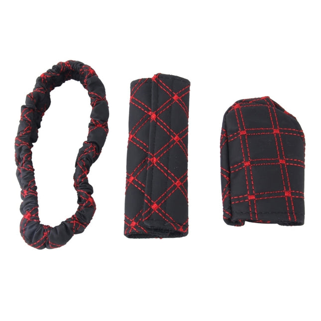 3 PCS Car Hand Brake Cover Shift Knob Gear Stick Cushion Sets Rear View Mirror Sets Cover Car Accessory Interior Decoration Pad