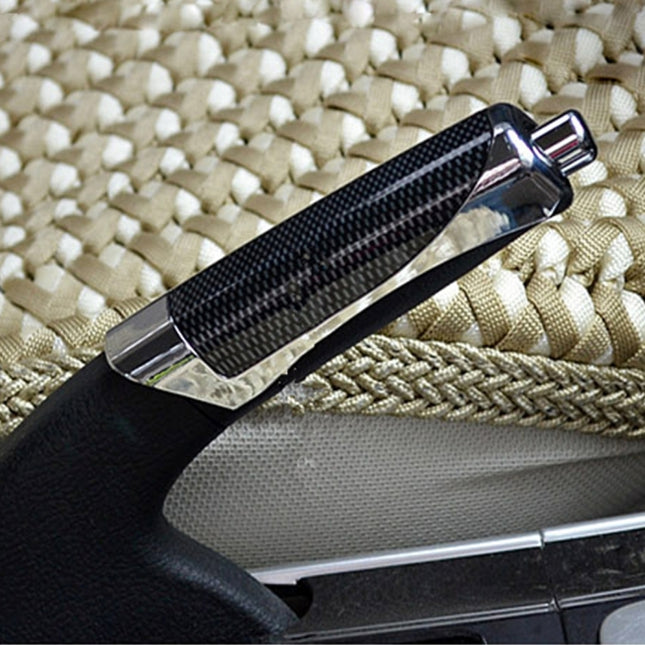 SHUNWEI SD-2002 Car Auto Universal Carbon Fiber Plastic Anti Slip Parking Hand Brake Cover Case Sleeve Black with Sticker Strip