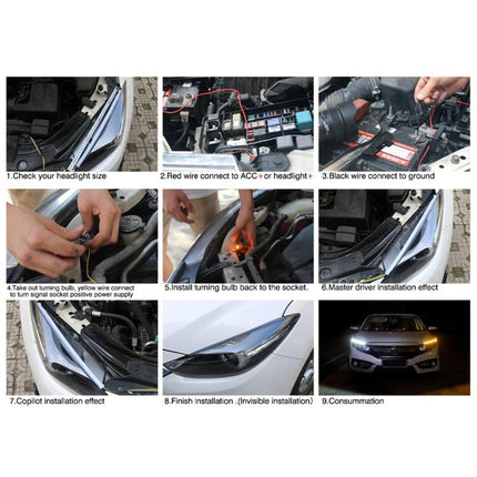 2 PCS 60cm DC12V 7.5W Ultra-thin Waterproof Car Auto Double Colors Turn Lights / Running Lights SMD-2835 LED Bulbs (Turn Lights: Yellow Light; Running Lights: Ice Blue Light), 60cm Turn Lights: Yellow Light; Running Lights: Ice Blue Light              ...