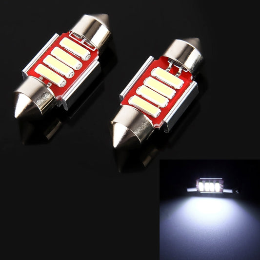 2 PCS 2W 100 LM 6000K 31MM 4 SMD-7020 LEDs Bicuspid Port Decoding Car Dome Lamp LED Reading Light, DC 12V