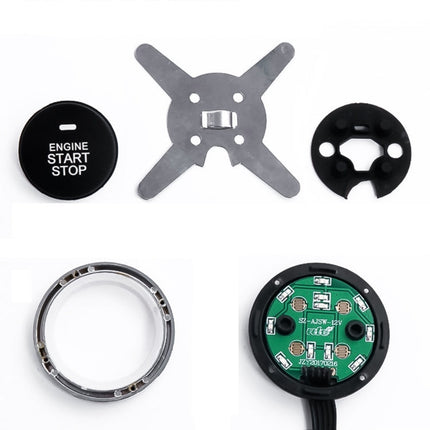 Smart Car Switch Car Engine Start Stop Switch Car Push Start Switch, with RFID Alarm System, Blue Light, Car Switch