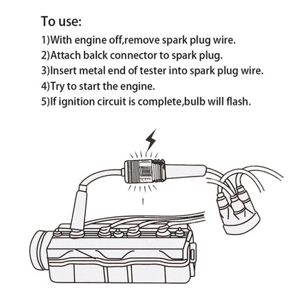 DC 12V Ignition Test Instrument Spark Plug Ignition Detector Auto Diagnostic Test Tool, Ignition Test Instrument