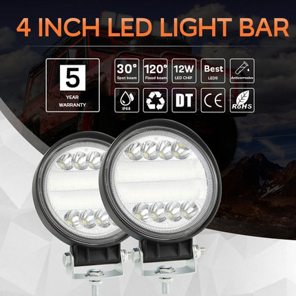 2 PCS 4 inch 15W Spot / Flood Light White Light Round-Shaped Waterproof Car SUV Work Lights Spotlight LED Bulbs, DC 9-30V, 4 inch 15W Round-Shaped
