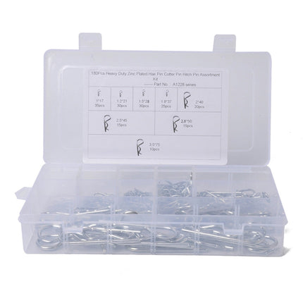 180 PCS Heavy Duty Zinc Plated Cotter R Tractor Clip Pin for Car / Boat / Garages, 180 PCS