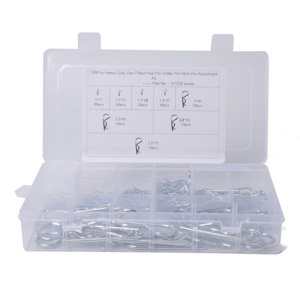180 PCS Heavy Duty Zinc Plated Cotter R Tractor Clip Pin for Car / Boat / Garages, 180 PCS
