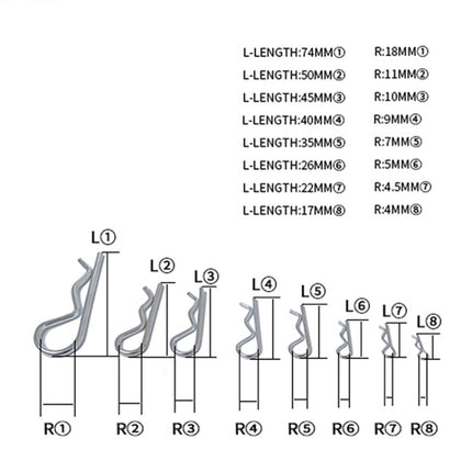 180 PCS Heavy Duty Zinc Plated Cotter R Tractor Clip Pin for Car / Boat / Garages, 180 PCS