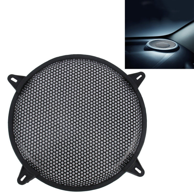 12 inch Car Auto Metal Mesh Black Round Hole Subwoofer Loudspeaker Protective Cover Mask Kit with Fixed Holder, 12 Inch