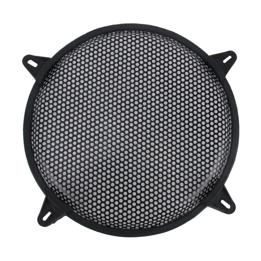 12 inch Car Auto Metal Mesh Black Round Hole Subwoofer Loudspeaker Protective Cover Mask Kit with Fixed Holder, 12 Inch