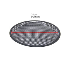12 inch Car Auto Metal Mesh Black Round Hole Subwoofer Loudspeaker Protective Cover Mask Kit with Fixed Holder, 12 Inch