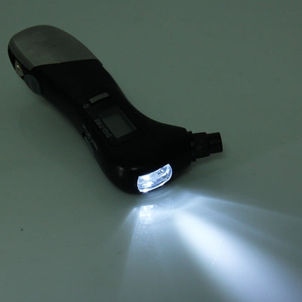 9 in 1 Digital Tire Pressure Gauge Multi-function Safety Hammer with Swiss Style Army Knife, Flashlight and Red Safety Light, Outdoor Tool Kit, 9 in 1