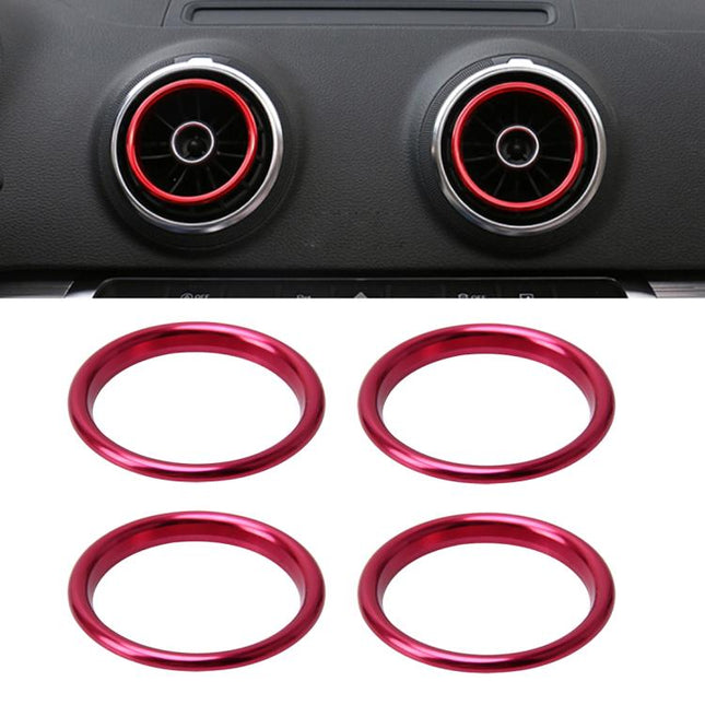 4 PCS Car Outlet Decorative Rings Aluminum Alloy Air Outlet Chrome Trim Ring Car Dashboard  Air Vents Cover Sticker Decoration for Audi A3, For Audi A3
