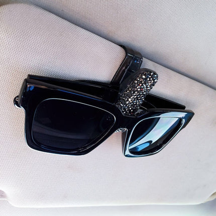 Car Mixed Color Diamond Mounted Glasses Bill Clip Holder