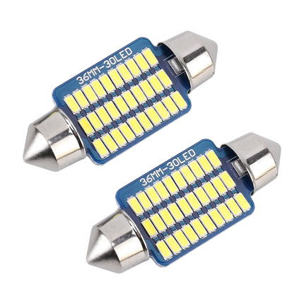 2 PCS 36mm DC12V / 1.5W / 6000K / 100LM 30LEDs SMD-3014 Car License Plate Light / Dome Light, with Decoder, 1.5W 36mm