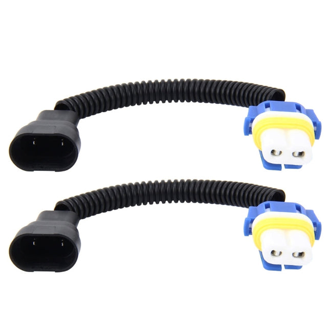 2 PCS 9006 Car HID Xenon Headlight Male to Female Conversion Cable with Ceramic Adapter Socket, 9006