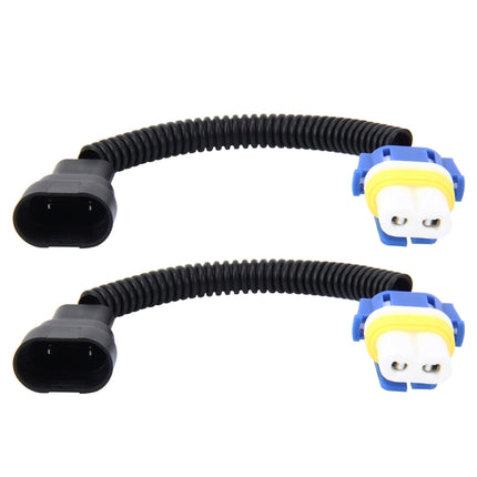 2 PCS 9006 Car HID Xenon Headlight Male to Female Conversion Cable with Ceramic Adapter Socket, 9006